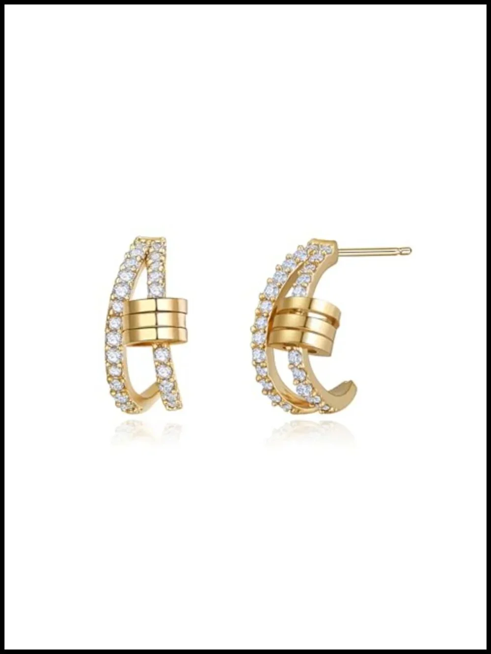 14K Gold Plated Cubic Zirconia Hoop Earrings for Women